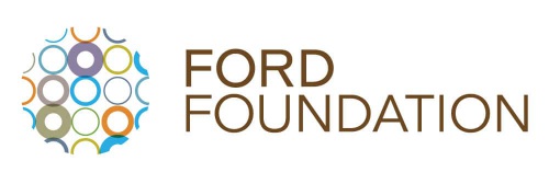 Ford Foundation Logo, circle with colorful circles within on the left and brown title text on the right.
